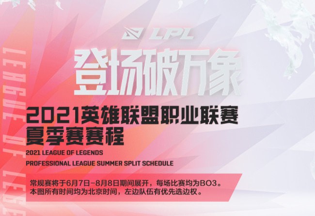 2021LPL夏季赛常规赛赛程 比赛时间