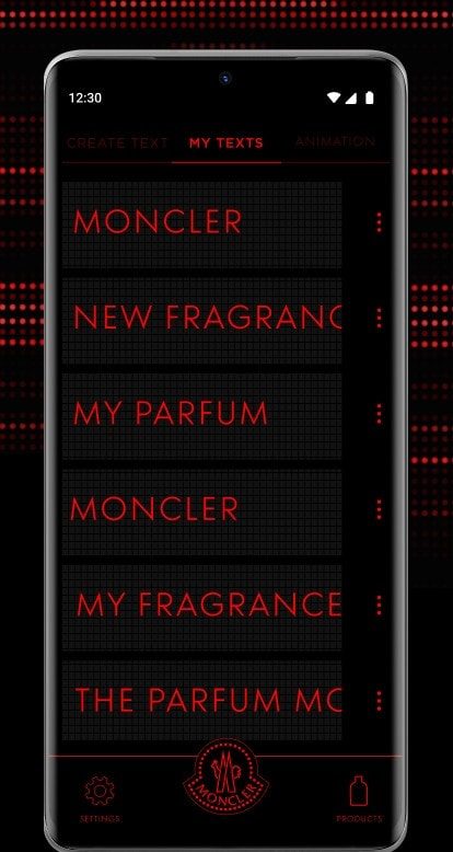 Moncler Parfums客户端应用程序