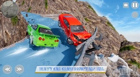 雪车碰撞粉碎Car Crash : Icy Mountain Road